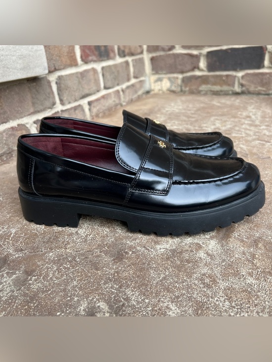Tory Burch Classic Lug Loafer Black Patent Leather Sz 10